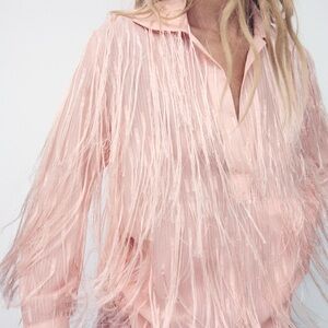 Zara pink fringe shirt Small